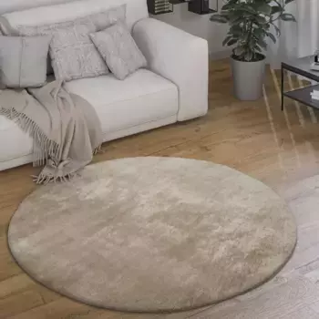 Ковер Paco Home "Cadiz 630", круглый, короткий ворс, однотонный, особо мягкий, можно стирать, гостиная 160 см, темно-бежевый