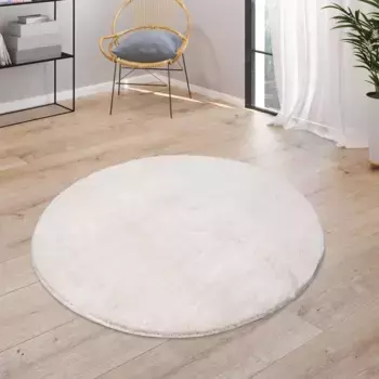 Ковер Paco Home "Cadiz 630", круглый, короткий ворс, однотонный, особо мягкий, можно стирать, гостиная 200 см, цвет cream