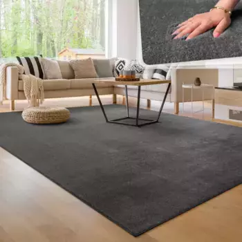 Ковер Paco Home "Cadiz 630", прямоугольный, однотонный, очень мягкий, можно стирать, также доступен в виде дорожки 150х150 см, цвет anthrazit
