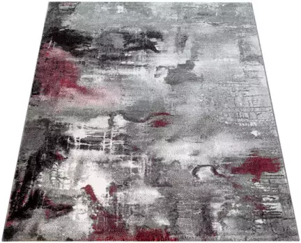 Ковер Paco Home "Canvas 754", прямоугольный, короткий ворс, современный дизайн, имитирует полотно Arizona 80х150 см, серый/красный