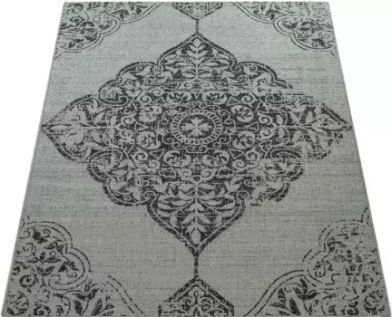 Ковер Paco Home "Coco 202", прямоугольный, плоского плетения, винтажный дизайн, подходит для использования внутри и снаружи помещений 80х150 см, серый