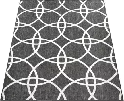 Ковер Paco Home "Coco 208", прямоугольный, плоского переплетения, подходит для использования внутри и снаружи, идеально подходит для гостиной и спальни 80х150 см, черный