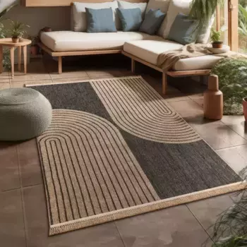 Ковер Paco Home "Cologne 493", прямоугольный, плоского переплетения, крапчатый, радужный, с бахромой, подходит для использования на открытом воздухе 120х160 см, цвет Anthrazit