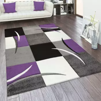 Ковер Paco Home "Diamond 665", прямоугольный, клетчатый узор, 3D-дизайн, также в качестве дорожки, гостиная, спальня 80х150 см, цвет lila