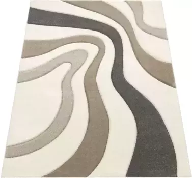 Ковер Paco Home "Diamond 760", прямоугольный, короткий ворс, 3D-дизайн, современный волнистый узор 120х170 см, цвет creme