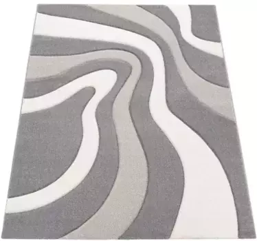 Ковер Paco Home "Diamond 760", прямоугольный, короткий ворс, 3D-дизайн, современный волнистый узор 200х290 см, серый