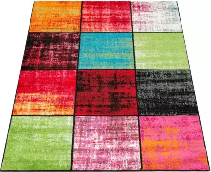 Ковер Paco Home "ECE 952", прямоугольный, с коротким ворсом, современный клетчатый дизайн, идеально подходит для гостиной и спальни 160х220 см, цвет mehrfarbig