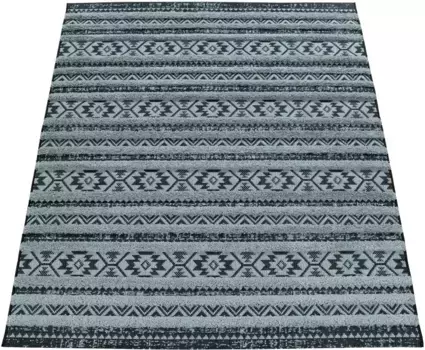 Ковер Paco Home "Eupen 472", прямоугольный, высокая-низкая структура, ромбовидный узор, полосатый, подходит для использования внутри и снаружи помещений 160х230 см, черный