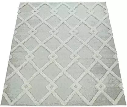 Ковер Paco Home "Eupen 473", прямоугольный, высокая-низкая структура, ромбовидный мотив, подходит для использования внутри и снаружи помещений 200х290 см, цвет cream