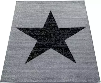 Ковер Paco Home "Fiesta 116", прямоугольный, короткий ворс, звездный мотив, идеально подходит для гостиной и спальни 60х100 см, серый