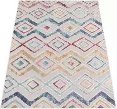 Ковер Paco Home "Fusion 761", прямоугольный, короткий ворс, ромбовидный узор, бохо, подходит для внутреннего и наружного использования, гостиная 200х280 см, цвет mehrfarbig