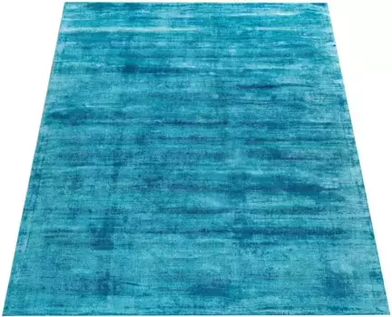 Ковер Paco Home "Glori 330", прямоугольный, ручное плетение, короткий ворс, 100% вискоза, ручное плетение, с легким отливом 80х150 см, бирюзовый