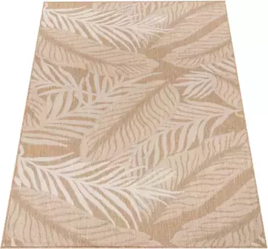Ковер Paco Home "Illusion 326", прямоугольный, плоского переплетения, с мотивом листьев, подходит для использования внутри и снаружи помещений 160х220 см, бежевый
