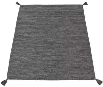 Ковер Paco Home "Kilim 210", прямоугольный, ручная работа, плоское плетение, чистый хлопок, ручная работа, однотонные цвета 60х110 см, серый