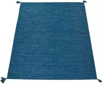 Ковер Paco Home "Kilim 210", прямоугольный, ручная работа, плоское плетение, чистый хлопок, ручная работа, однотонные цвета 160х220 см, синий