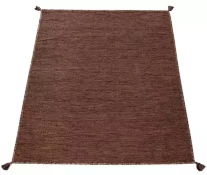 Ковер Paco Home "Kilim 210", прямоугольный, ручная работа, плоское плетение, чистый хлопок, ручная работа, однотонные цвета 80х150 см, коричневый