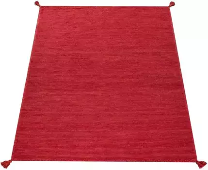 Ковер Paco Home "Kilim 210", прямоугольный, ручная работа, плоское плетение, чистый хлопок, ручная работа, однотонные цвета 60х110 см, красный