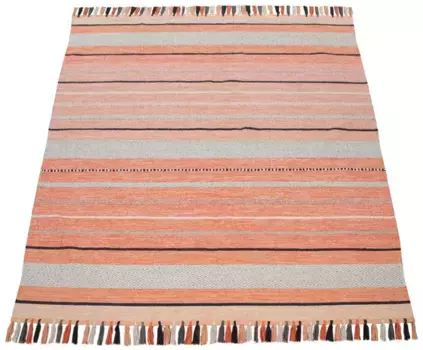 Ковер Paco Home "Kilim 213", прямоугольный, двусторонний ковер ручной работы, чистый хлопок, в полоску, гостиная 60х110 см, цвет apricot