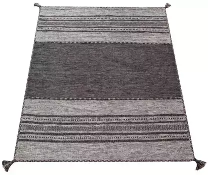 Ковер Paco Home "Kilim 217", прямоугольный, двусторонний ковер ручной работы, чистый хлопок, в полоску, гостиная 80х150 см, серый