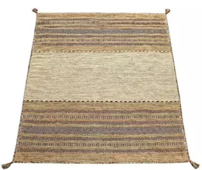 Ковер Paco Home "Kilim 217", прямоугольный, двусторонний ковер ручной работы, чистый хлопок, в полоску, гостиная 80х150 см, бежевый