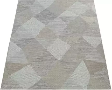 Ковер Paco Home "Kortrijk 743", прямоугольный, плоского плетения, современный дизайн, пастельные тона, подходит для использования внутри и снаружи помещений 80х150 см, бежевый