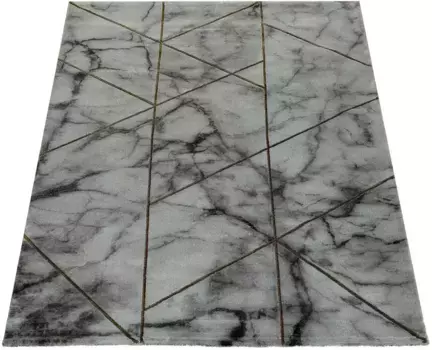 Ковер Paco Home "Kraft 524", прямоугольный, короткий ворс, современный мраморный дизайн, с золотыми/серебряными акцентами 160х230 см, цвет goldfarben