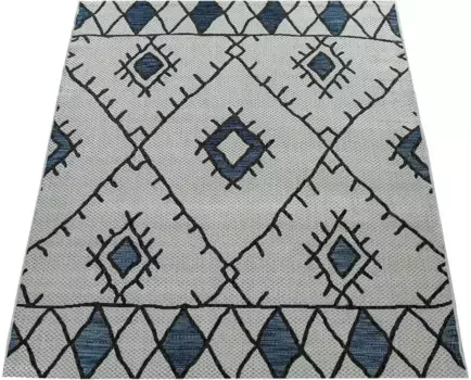 Ковер Paco Home "Kuba 124", прямоугольный, плоского переплетения, ромбовидный узор, подходит для использования внутри и снаружи, гостиная 200х280 см, синий
