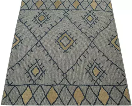 Ковер Paco Home "Kuba 124", прямоугольный, плоского переплетения, ромбовидный узор, подходит для использования внутри и снаружи, гостиная 120х160 см, цвет gelb