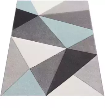 Ковер Paco Home "Lara 237", прямоугольный, короткий ворс, современный геометрический дизайн, с контурным вырезом 160х230 см, бирюзовый