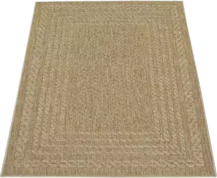 Ковер Paco Home "Liege 390", прямоугольный, плоского переплетения, имитация крапчатого сизаля, с каймой, подходит для использования на открытом воздухе 120х170 см, бежевый