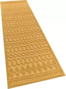 Ковер Paco Home "Livorno 671", прямоугольный, однотонный, скандинавский, ромбовидный узор, эффект "высокий-низкий", подходит для использования на открытом воздухе 80х150 см, цвет gelb