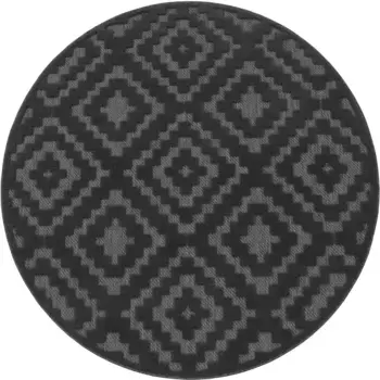 Ковер Paco Home "Livorno 672", круглый, однотонный, скандинавский, ромбовидный узор, эффект "высокий-низкий", подходит для использования на открытом воздухе 200 см, цвет anthrazit