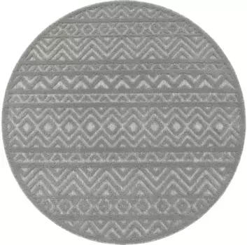 Ковер Paco Home "Livorno 673", круглый, однотонный, скандинавский, ромбовидный узор, эффект "высокий-низкий", подходит для использования на открытом воздухе 160 см, серый