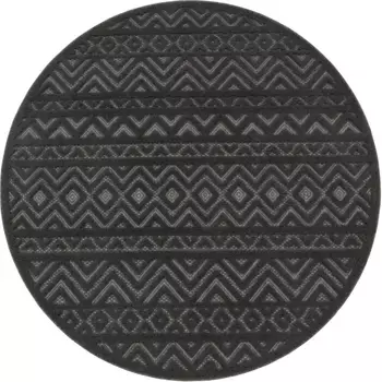 Ковер Paco Home "Livorno 673", круглый, однотонный, скандинавский, ромбовидный узор, эффект "высокий-низкий", подходит для использования на открытом воздухе 200 см, цвет anthrazit