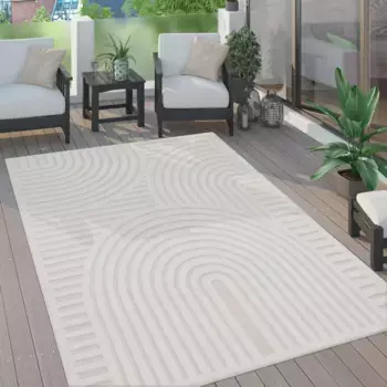 Ковер Paco Home "Livorno 674", прямоугольный, однотонный, современный эффект высокого и низкого качества, скандинавский вид, подходит для использования на открытом воздухе 120х160 см, цвет creme