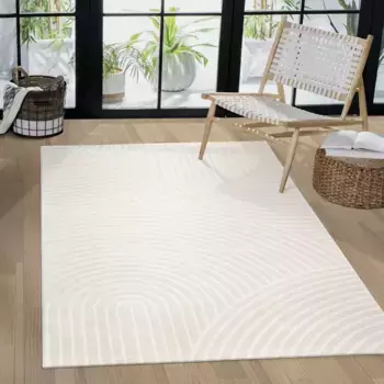 Ковер Paco Home "Luzern 652", прямоугольный, короткий ворс, однотонный, высокая-низкая структура, скандинавский дизайн 160х220 см, цвет Creme