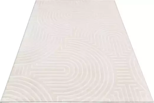 Ковер Paco Home "Luzern 654", прямоугольный, короткий ворс, однотонный, высокая-низкая структура, скандинавский дизайн 120х170 см, цвет Creme