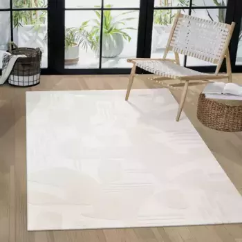Ковер Paco Home "Luzern 655", прямоугольный, короткий ворс, однотонный, высокая-низкая структура, скандинавский дизайн 240х340 см, цвет Creme