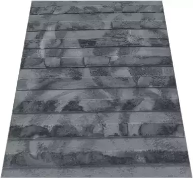 Ковер Paco Home мохнатый "Arnheim 744", прямоугольный, однотонный, в полоску, особенно мягкий, с эффектом high-low 200х280 см, цвет Anthrazit