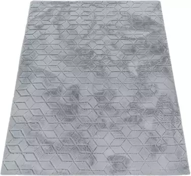 Ковер Paco Home мохнатый "Arnheim 745", прямоугольный, однотонный, современный геометрический дизайн, особенно мягкий 120х160 см, серый
