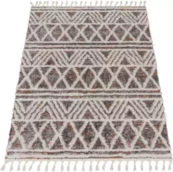 Ковер Paco Home мохнатый "Monza 652", прямоугольный, крапчатый, ромбовидный узор, 3D-эффект, с бахромой 120х160 см, цвет mehrfarbig