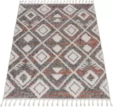 Ковер Paco Home мохнатый "Monza 654", прямоугольный, в крапинку, ромбовидный узор, 3D-эффект, с бахромой 120х160 см, цвет mehrfarbig