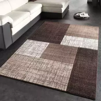 Ковер Paco Home "Mondial 105", прямоугольный, короткий ворс, современный клетчатый узор, идеально подходит для гостиной и спальни 160х230 см, коричневый