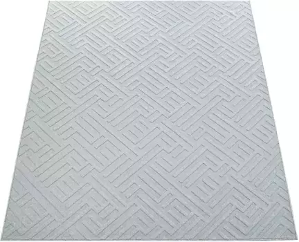 Ковер Paco Home "Namur 326", прямоугольный, короткий ворс, однотонный, современный дизайн, 3D-эффект, подходит для использования на открытом воздухе 120х170 см, белый