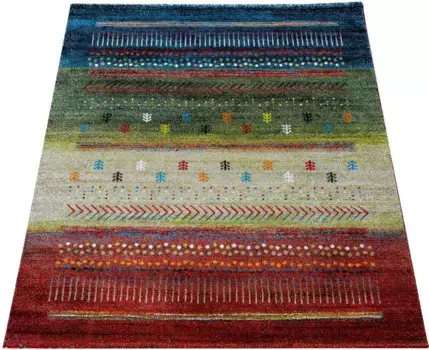 Ковер Paco Home "Nomaden 818", прямоугольный, короткий ворс, дизайн Gabbeh, в полоску, идеально подходит для гостиной и спальни 160х230 см, цвет mehrfarbig