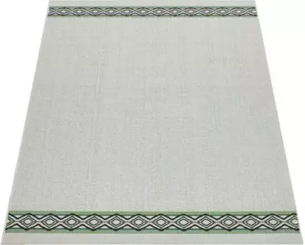 Ковер Paco Home "Ostende 541", прямоугольный, плоского плетения, с бордюром, подходит для использования внутри и снаружи, гостиная 160х230 см, зеленый