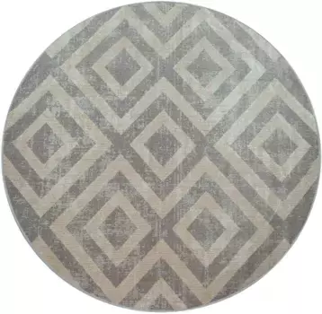 Ковер Paco Home "Poco 821", круглый, с коротким ворсом, ромбовидным узором, подходит для использования внутри и снаружи помещений 160 см, серый/белый