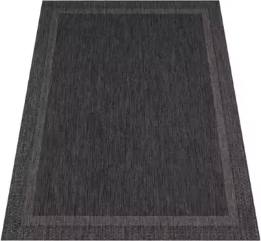 Ковер Paco Home "Roma 272", прямоугольный, плоского плетения, крапчатый, с тонкой каймой, подходит для использования внутри и снаружи помещений 150х150 см, цвет anthrazit