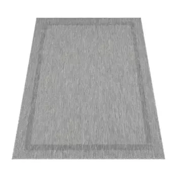 Ковер Paco Home "Roma 272", прямоугольный, плоского плетения, крапчатый, с тонкой каймой, подходит для использования внутри и снаружи помещений 160х220 см, серый