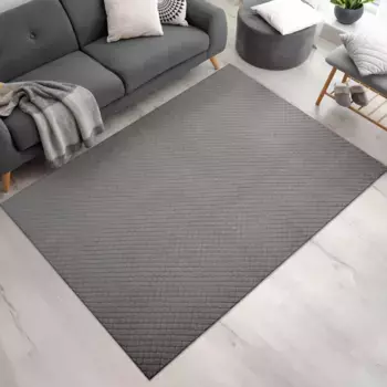 Ковер Paco Home "Rotterdam 591", прямоугольный, короткий ворс, однотонный, ромбовидный узор, 3D-эффект, мягкий и приятный 200х280 см, цвет Anthrazit
